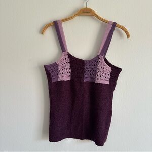 Vintage Y2K Fairy Tank Top Crochet Sweater Whimsigoth Patchwork Purple Italy